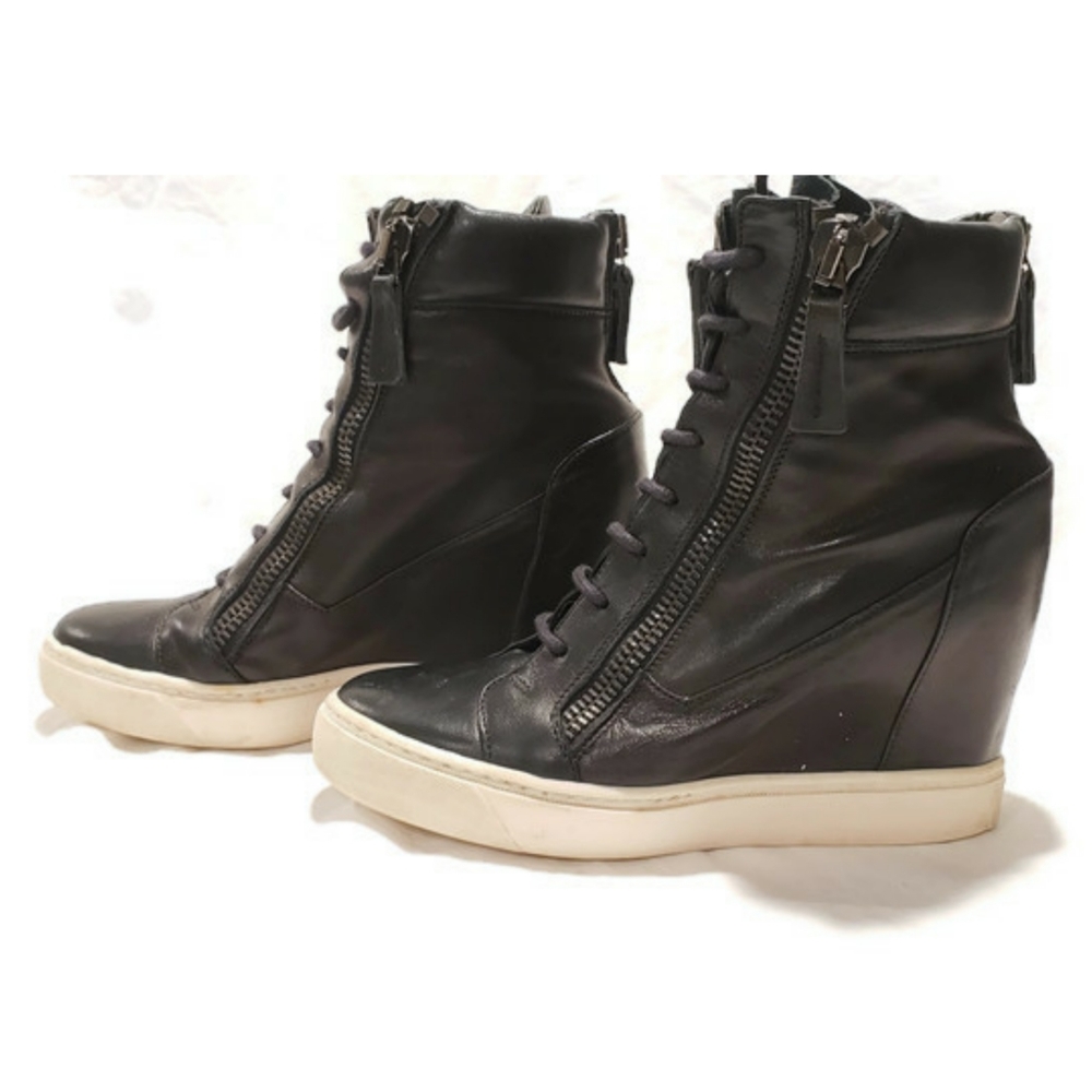 Fred Segal Feet Wedge Leather Sneaker Booties 6.5